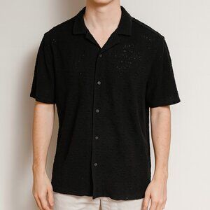 Hollister black texture button up shirt size small